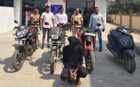 चाकण दक्षिण पोलिसांची कारवाई; सराईत दुचाकी चोर अटकेत, ४ दुचाकी जप्त